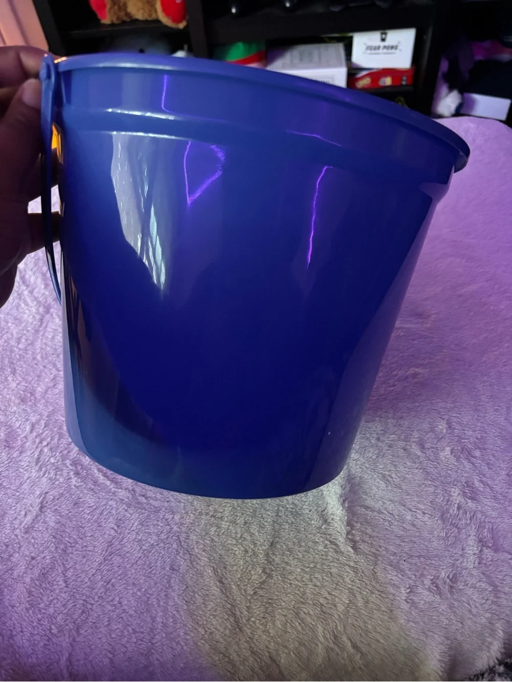 Plain Blue Plastic Utility Bucket with Handle.
